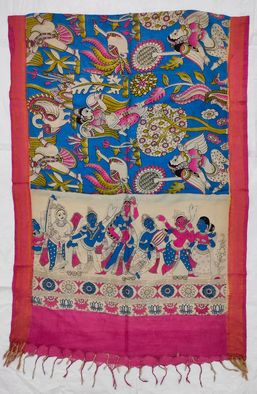 DivyaNritya Handcrafted Zari Kalamkari Dupatta