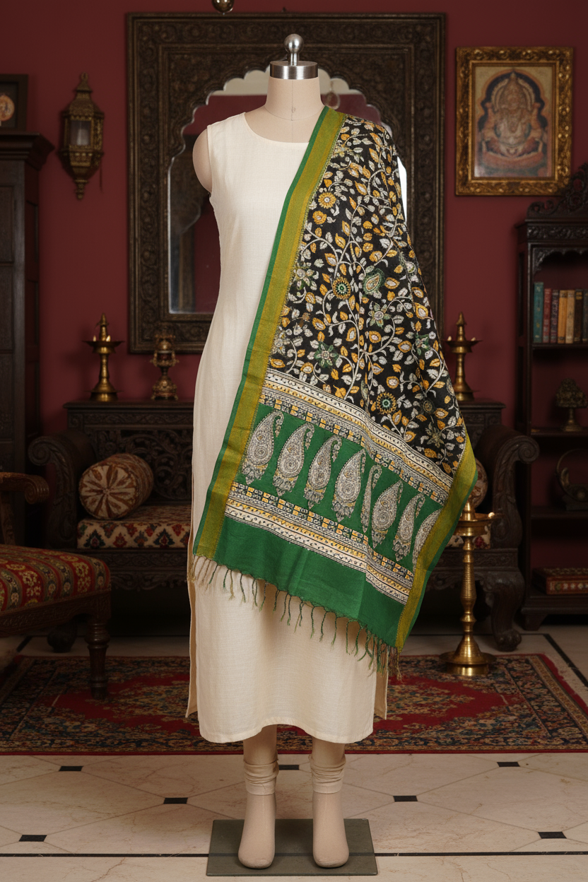 HarithaLeela Kalamkari silk Dupatta
